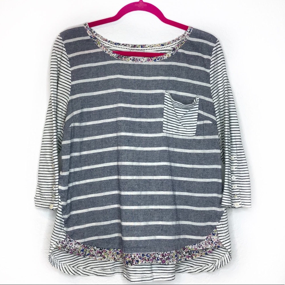 Anthropologie Postmark Striped Floral Blouse Top💕